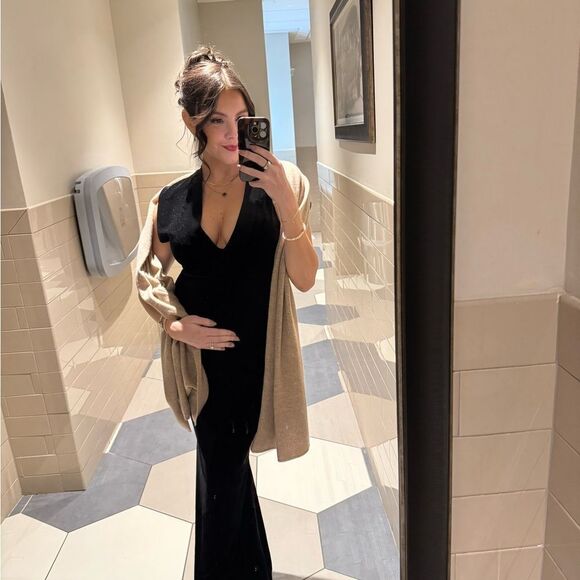 Norma Kamali NWT V Neck Rectangle Gown in Black - Picture 3 of 3